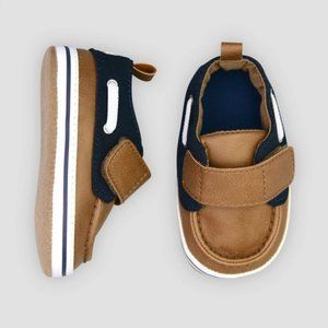 Carters Boys Navy Blue and Leather Baby Shoes